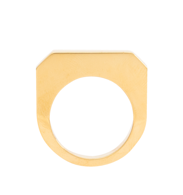 Image 3 of 3 - GOLD - RICK OWENS Hollywood Ring featuring a thin band with beveled edges and logo engraved on the inside. Gold plated silver.