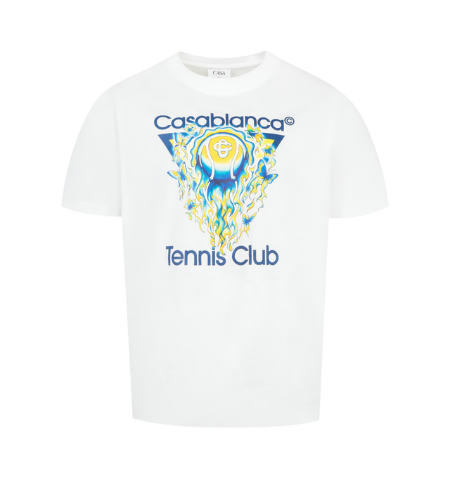 Image 1 of 2 - WHITE - CASABLANCA Tennis Club Icon T-Shirt featuring graphic design, a classic crew neck and short sleeves in a relaxed silhouette. 100% organic cotton. Made in Portugal.