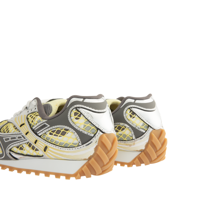 Image 3 of 5 - YELLOW - BOTTEGA VENETA Orbit Sneaker featuring lace-up front, metallic rubber, mesh and fishnet panels, signature intrecciato weave and gripped soles. Rubber outsole. Made in Italy.