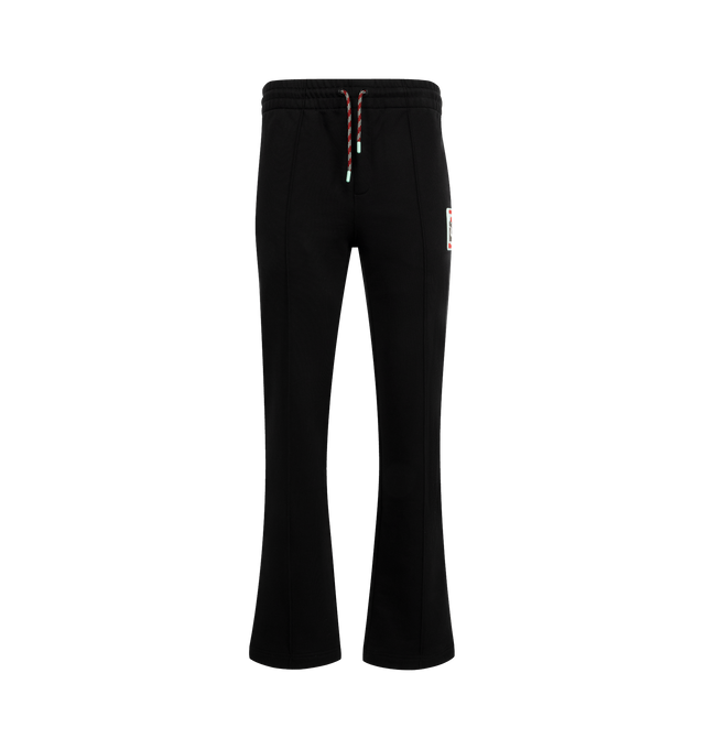 Image 1 of 3 - BLACK - CASABLANCA Sunset Valley Sweatpants featuring a straight-leg design crafted from organic cotton fabric with an elasticated waistband, gold-tipped drawstring fastening, pin-tuck seams down the front, in-seam pockets and a back patch pocket. 100% organic cotton. Made in Portugal.