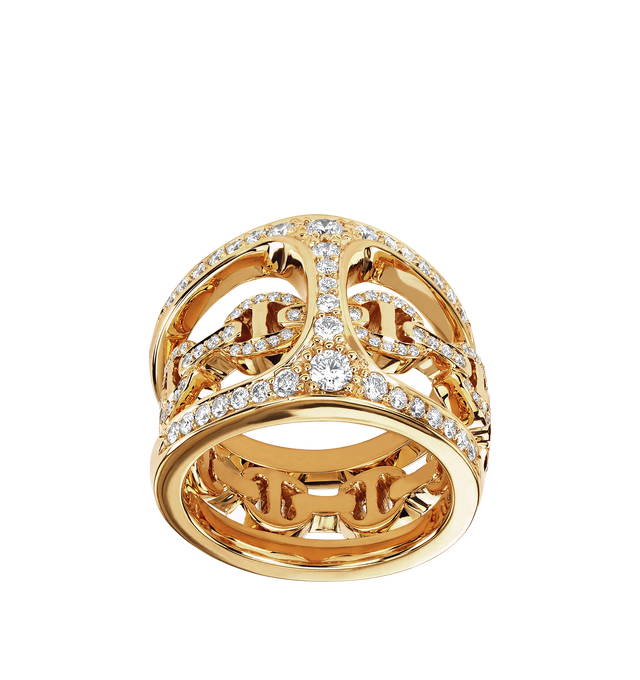 Image 2 of 2 - GOLD - Hoorsenbuhs Phantom Clique Antiquated Ring featuring a continuous open-link silhouette crafted from solid 18K gold or sterling silver. Defined by restrained negative space and precise geometric proportions, each piece is handcrafted and finished to the brands exacting standards. For personal consultation and detailed information about jewelry, please contact our dedicated stylist team at personalshopping@hirshleifers.com.This item may be restricted for online purchase to international
