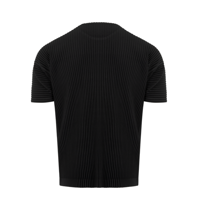 Image 2 of 2 - BLACK - ISSEY MIYAKE Basic Tee featuring round-neck, short-sleeves, lightweight and pleats throughout. 100% polyester.