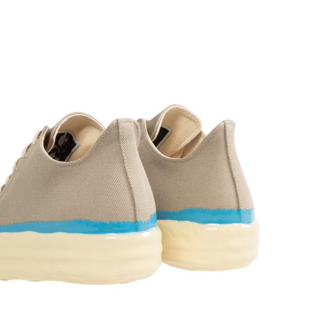 Image 3 of 5 - NEUTRAL - DRKSHDW Low Sneaks Sneakers featuring calfskin cap toe, lace-up closure, metal eyelets at inner side and treaded rubber sole. Made in Italy.