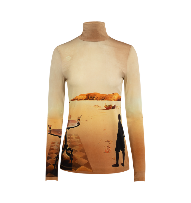 LONG SLEEVE HIGH NECK PRINTED TOP (WOMENS)