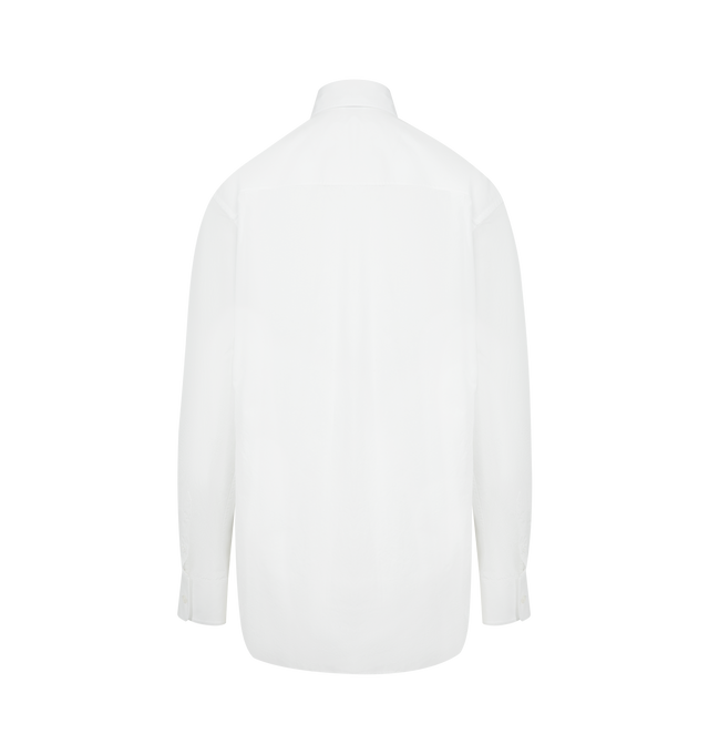 Image 2 of 2 - WHITE - THE ROW Gavina Shirt featuring classic button-up shirt in smooth sea island cotton chambray with front patch pocket, slim back yoke and exposed front button placket. 100% cotton. Made in Italy.