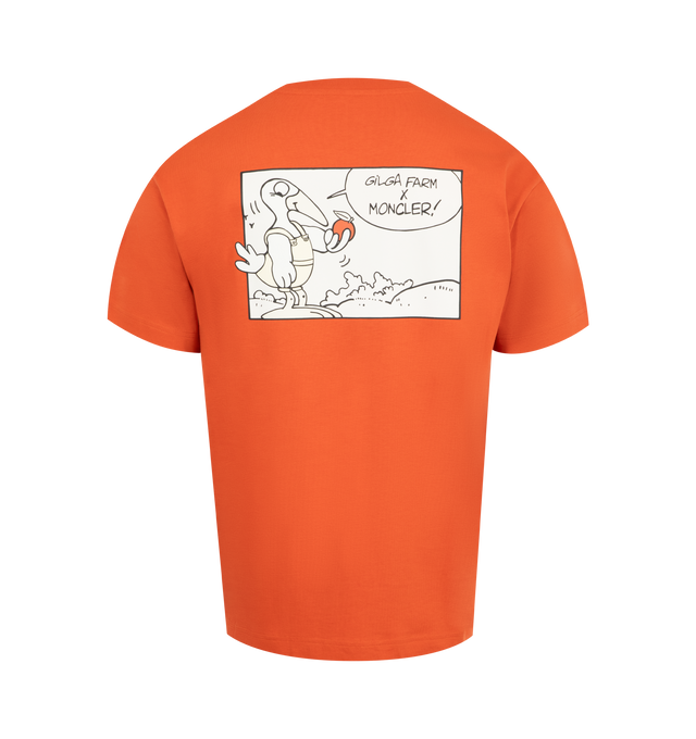 Image 2 of 2 - ORANGE - Moncler x Gilga Farm Designed by Donald Glover Cotton T-Shirt featuring heavy cotton jersey, ribbed crew neck, short sleeves, printed logo motif and logo patch. 100% cotton. Made in Turkey.
