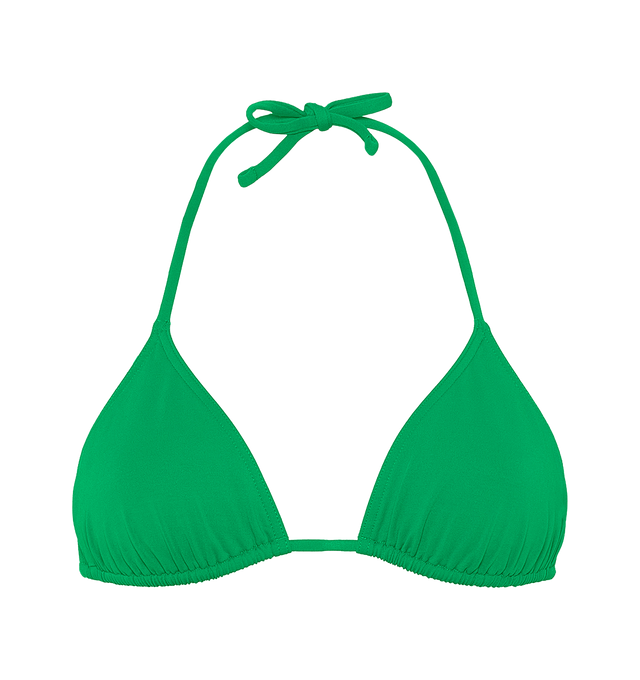 Image 1 of 6 - GREEN - ERES Mouna Sliding Triangle Bikini Top featuring spaghetti straps. 84% Polyamid, 16% Spandex. Made in France. 