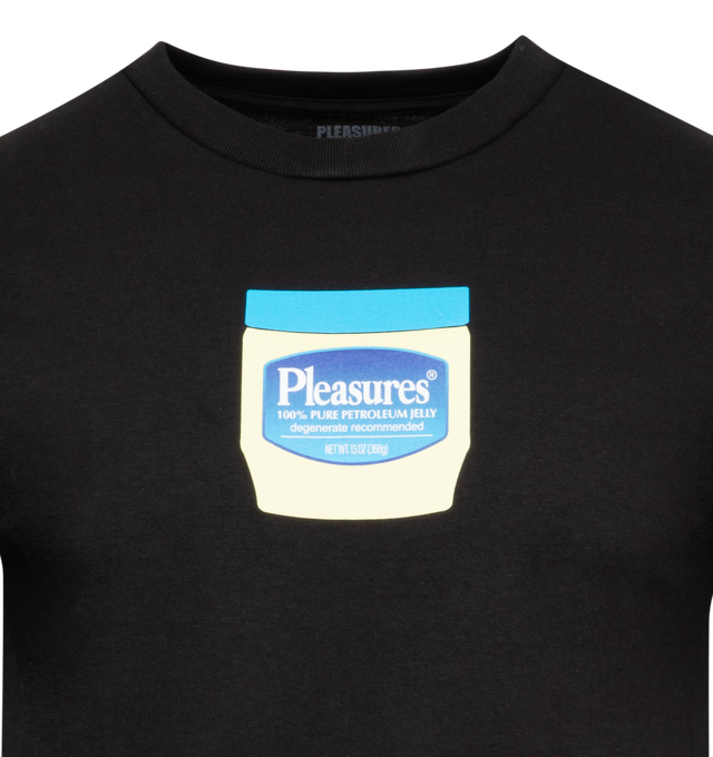 Image 2 of 2 - BLACK - PLEASURES JELLY T-SHIRT featuring regular-fit, short sleeve, crewneck, graphic print, logo text and texts at chest. 100% cotton. 