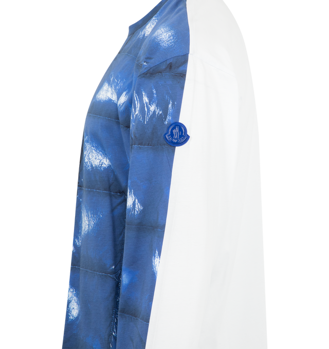 Image 3 of 3 - BLUE - Moncler x A$AP Rocky Cotton Long Sleeve T-Shirt featuring cotton jersey, crew neck, long sleeves, printed pattern, logo print, logo patch and oversized fit. 100% cotton.