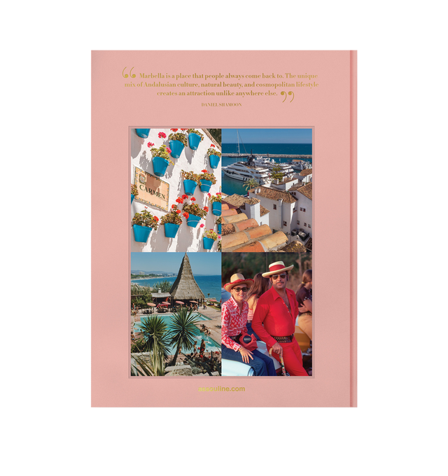 Image 3 of 4 - PINK - Assouline Books Marbella Sol. Marbella is a vibrant blend of old and new, where rock stars and royalty can cross paths, and the flashy surface hides a deeper history. Once a quiet village, its charming old town and sun-soaked leisure remain, with traditions like Easter processions still alive in narrow, cobbled streets. Marbella by historian Nicholas Foulkes captures the essence of this special coastal destination, from its stunning beaches to its rich cultural heritage. W 25 x L 33 x