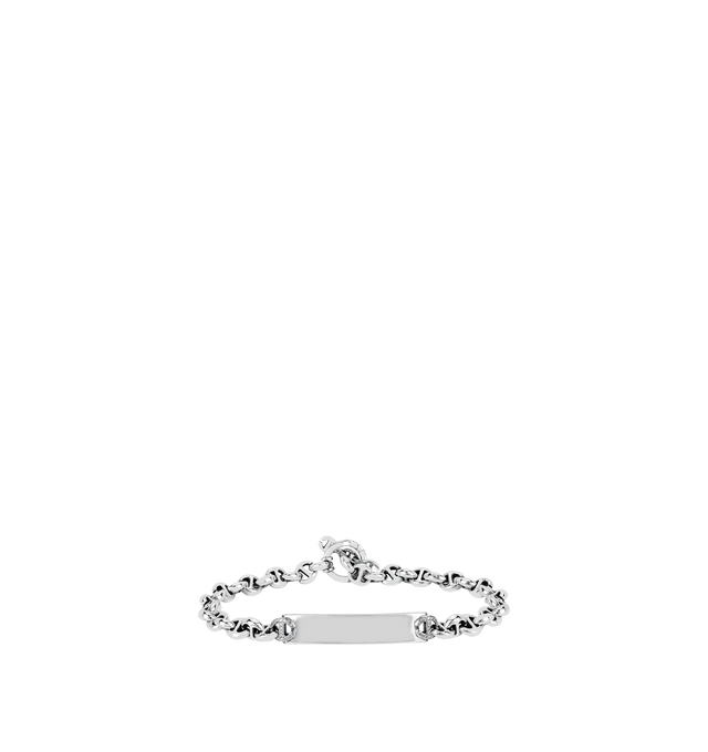 Image 1 of 2 - SILVER - HOORSENBUHS 5MM Open-Link Monogram Bracelet featuring a monogram plate with diamond accents and iconic tri-link loop and toggle closure. Sterling silver. 7 inches. Hirshleifers offers a range of initial pieces from this collection in-store. For personal consultation and detailed information about jewelry, please contact our dedicated stylist team at personalshopping@hirshleifers.com.