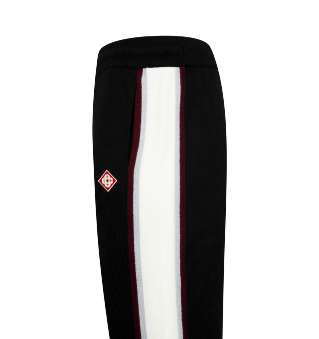 Image 3 of 4 - BLACK - CASABLANCA Stripe Merino Knit Trousers featuring a textured knit construction, refined tailoring, an elasticated waistband and relaxed silhouette. 100% merino wool.