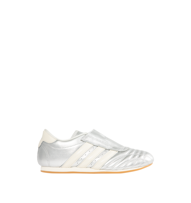 Image 1 of 5 - SILVER - ADIDAS Taekwondo Sneakers featuring a low-profile, slip-on design, leather upper that has a metallic sheen, super low-profile rubber outsole and regular fit.