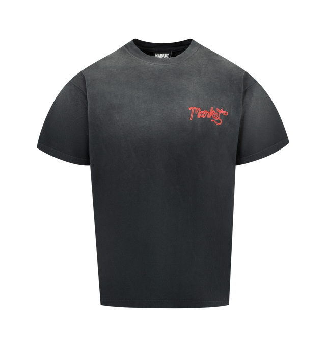 Image 1 of 2 - BLACK - MARKET Lasso Lockup Graphic T-Shirt featuring a relaxed fit, crewneck, short sleeves and graphic on front and back. 100% cotton.
