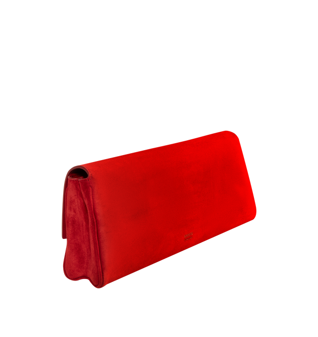 Image 2 of 3 - RED - Khaite Audrey flap-front clutch that combines refined lines with soft curves in velvety suede. Art Deco-inspired hardware at magnetic closure. Internal card pocket. Suede calfskin (100% calfskin). Made in Italy.