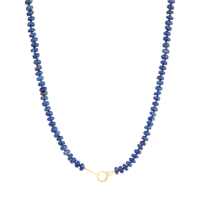 Image 1 of 1 - BLUE - SORELLINA Lapis Beaded Necklace featuring lapis beads on a small diamond clasp with 0.06 cttw diamonds. Hirshleifers offers a range of initial pieces from this collection in-store. For personal consultation and detailed information about jewelry, please contact our dedicated stylist team at personalshopping@hirshleifers.com.