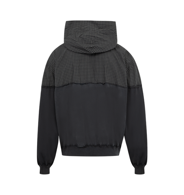 Image 3 of 3 - BLACK - BALENCIAGA Patched Hooded Jacket featuring front two-way zip fastening, two front pouch pockets, hood and ribbed cuffs and hem. Made in Italy.