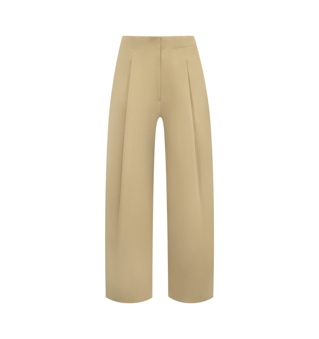 Image 1 of 3 - NEUTRAL - STUDIO NICHOLSON Deep Pleat Volume Ankle Pants featuring wide-leg, pleated front, high rise, four-pocket style, voluminous fit, ankle length and hook zip fly. Cotton.
