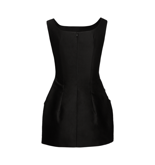 Image 2 of 2 - BLACK - MAGDA BUTRYM Floral Appliqu Dress featuring mini length, invisible zipper closure, side slit pockets and floral appliques. 100% cotton. Lining: 100% silk. Made in Poland.