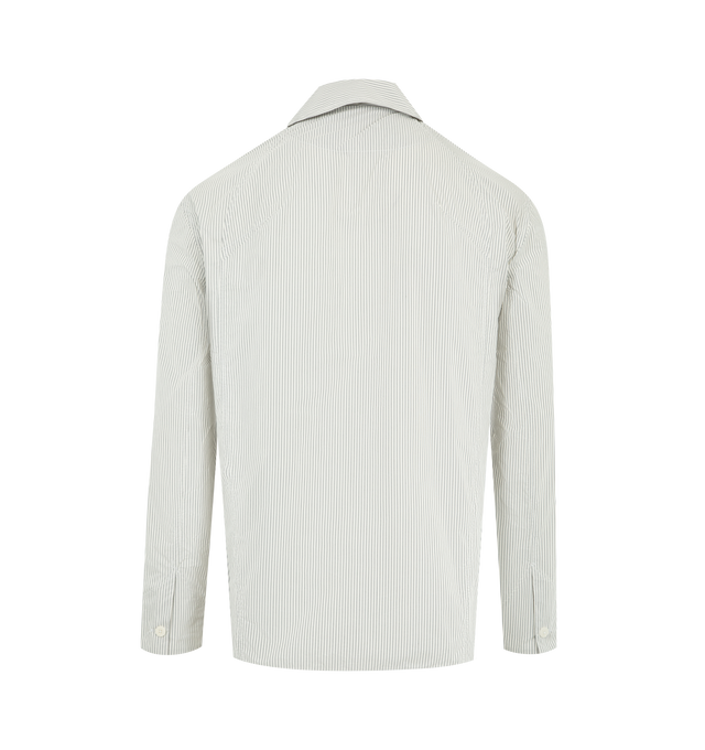 Image 2 of 3 - GREY - JACQUEMUS Boutis Shirt featuring classic collar, front button fastening, patch pockets and stripe pattern. 75% polyester, 25% cotton.
