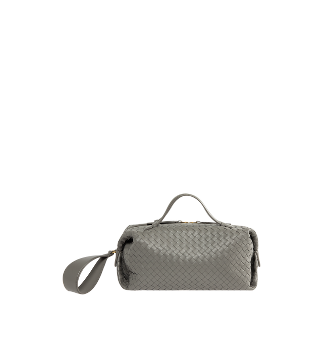Image 1 of 3 - GREY - BOTTEGA VENETA Intrecciato Handbag featuring double top handles, detachable strap, structured design, one main compartment, one flat zip pocket, intrecciato leather and zip closure. Calf leather. Made in Italy. This item may be restricted for online purchase to international clients. For assistance purchasing this item please contact our dedicated stylist team at personalshopping@hirshleifers.com.