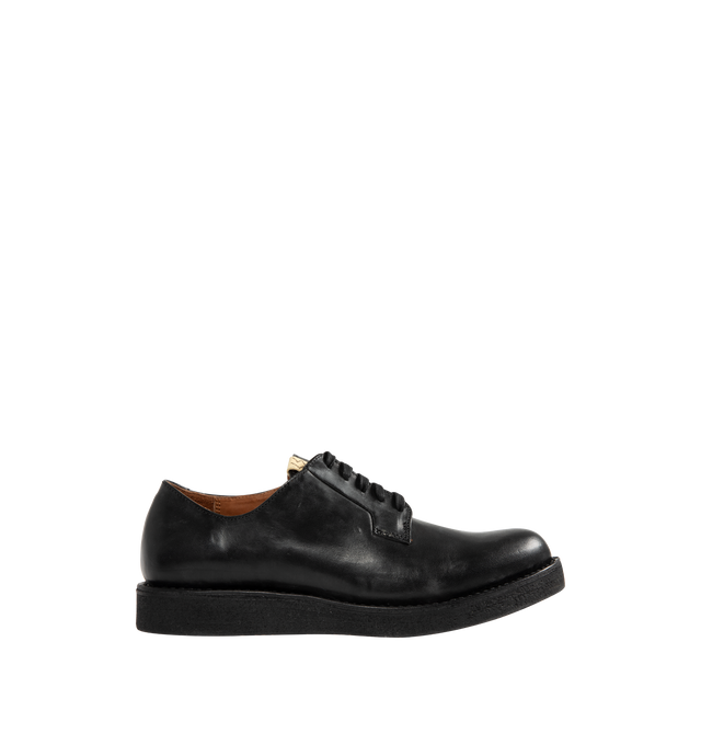 Image 1 of 4 - BLACK - VISVIM G.P.O. Folk Shoe featuring Italian vegetable tanned horsehide, hand-sewn upper, pigment free leather lining and natural cork insole, leather welt and midsole and crepe outsole.