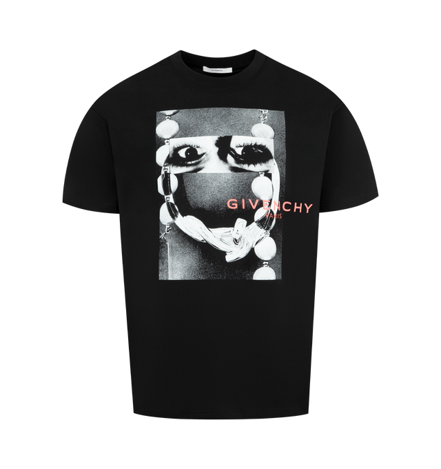 Image 1 of 2 - BLACK - GIVENCHY Regular Fit T-shirt in cotton featuring short-sleeves, crew neck, straight hem and graphic print on the front. 100% cotton. Made in Portugal.