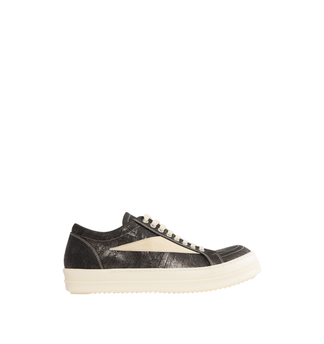 Image 1 of 5 - BROWN - DRKSHDW Vintage Sneaks Sneakers featuring low-top, lace-up closure, padded collar, treaded rubber sole and contrast stitching in white. Upper: calfskin. Sole: rubber. Made in Italy.