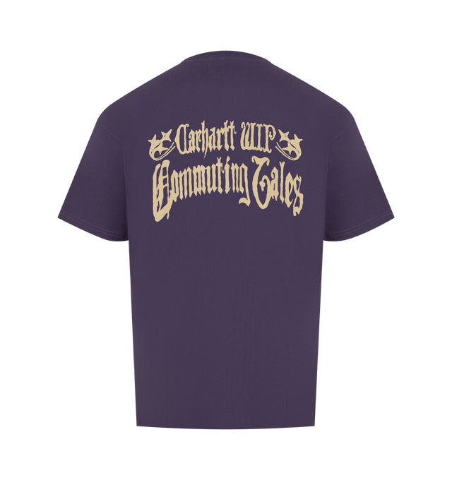Image 2 of 2 - BLUE - CARHARTT WIP Commuting Tales Graphic Tee featuring crewneck, short sleeves and graphics at left chest and back. 100% cotton.