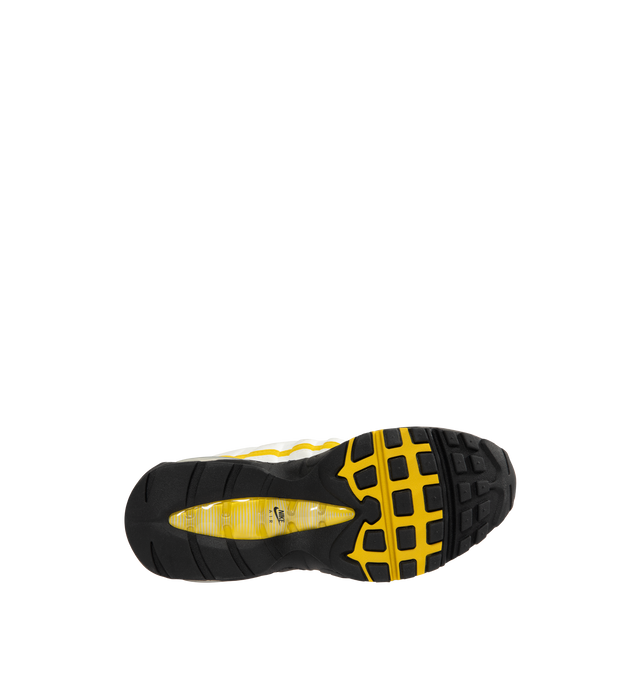 Image 4 of 5 - YELLOW - NIKE Air Max 95 OG Sneaker featuring synthetic leather and textiles, visible Max Air cushioning, flex grooves in the midsole and outsole, foam midsole and rubber outsole.