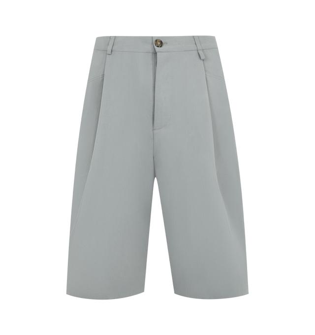Image 1 of 3 - GREY - WILLY CHAVARRIA Chilango Short featuring button fly closure, 4-pocket styling, pleated trim and midweight suiting fabric. 100% cotton. Made in Italy.