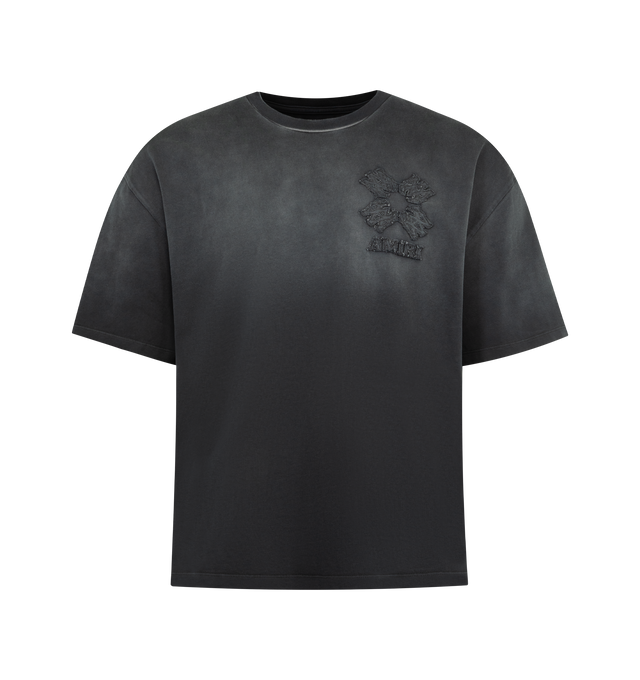 Image 1 of 2 - BLACK - AMIRI MA Quad Oversized T-shirt featuring cotton jersey t-shirt, fading throughout, rib-knit crewneck, logo appliqus at chest and back and dropped shoulders. 100% cotton. Made in Italy.