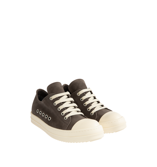 Image 2 of 5 - BROWN - RICK OWENS Extreme Low Sneaks featuring low-top sneakers crafted from supple suede with a soft, brushed finish, lace up closure, round toe and rubber sole. Leather (suede). Made in Italy.