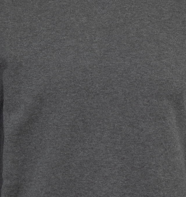 Image 3 of 3 - GREY - THOM BROWNE cotton pullover sweatshirt with crewneck collar, stripe detail at sleeve and logo patch at hem. 100% cotton.