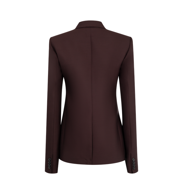 Image 2 of 2 - RED - KHAITE Silvannah Jacket featuring soft structure, double-breasted silhouette, nipped at the waist, dropped armholes, welt pockets and lined in cupro twill. 71% virgin wool, 29% silk.