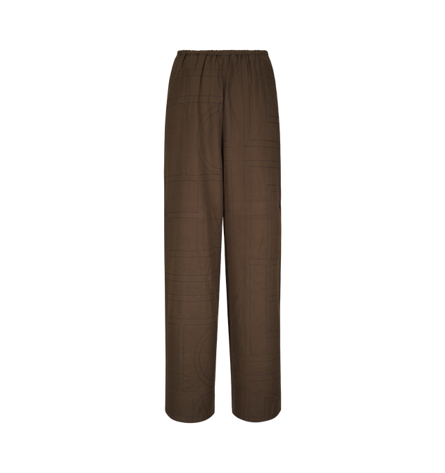 Image 1 of 3 - BROWN - TOTEME Monogram Flannel PJ Bottoms featuring lightweight modal flannel embroidered with a fine monogram pattern, relaxed, straight-leg silhouette, elasticated waistband, side pockets. 100% Lenzing TENCEL modal.