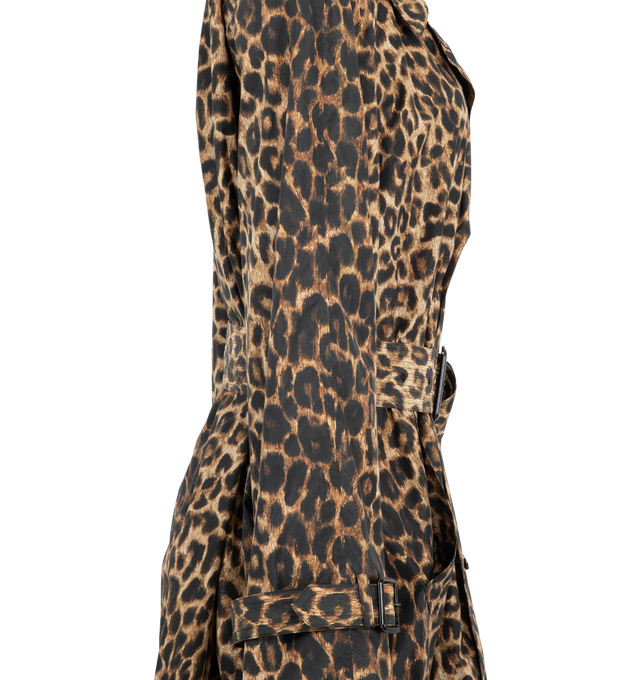 Image 3 of 3 - MULTI - Saint Laurent Womens Belted Trench Coat is crafted from polyamide. Features a double-breasted six-button closure, adjustable belt, two-way ulster collar, raglan sleeves, strapped cuffs, two front welt pockets, single back vent, and polyester taffeta lining. Main Material: 100% Polyamide; Lining: Polyester Taffeta. Made in Italy.