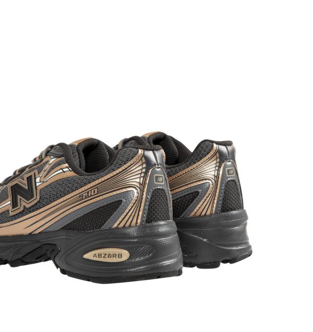 Image 3 of 5 - BLACK - NEW BALANCE 740 Sneaker featuring ABZORB midsole, molded TPU 'N' logo, reflective accents, synthetic and mesh upper.