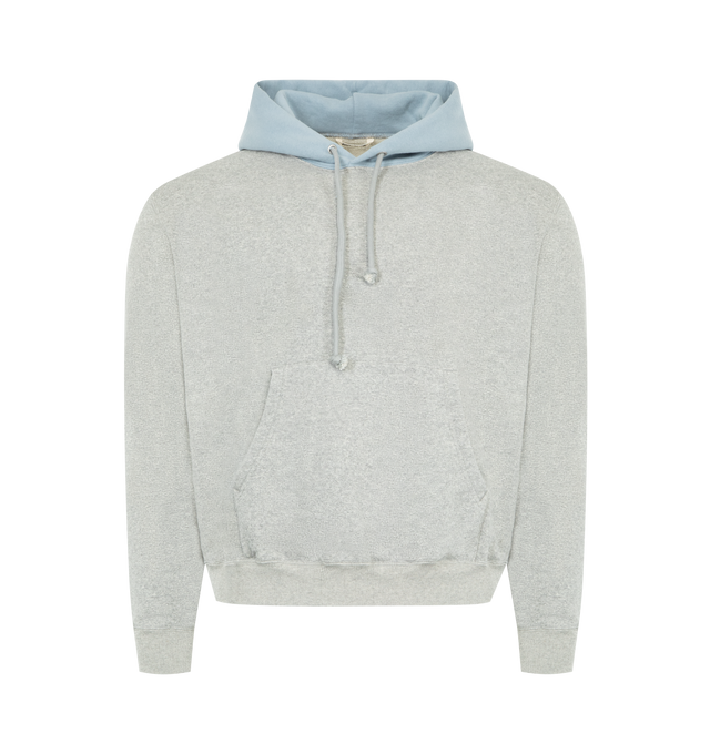 Image 1 of 2 - GREY - AURALEE Cotton Hoodie featuringe relaxed silhouette, a kangaroo pocket and a contrasting drawstring hood. 100% cotton.