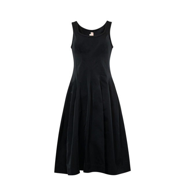 Image 1 of 2 - BLACK - MARNI A-Line Corset Midi Dress featuring a corset bodice with boning, scoop neckline, sleeveless, A-line silhouette, hem falls below the knee and invisible back zip. Polyester/cotton. Made in Italy. 