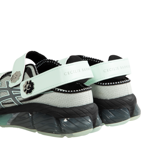Image 3 of 5 - SILVER - ASICS X CECILIE BAHNSEN Gel-Quantum 360 VIII Sneaker featuring sandal-style upper, two velcro straps embellished with a floral application, techy, two-tone mesh and 5D print overlays and outsole uses a semi-transparent rubber piece with a customised floral print underneath.