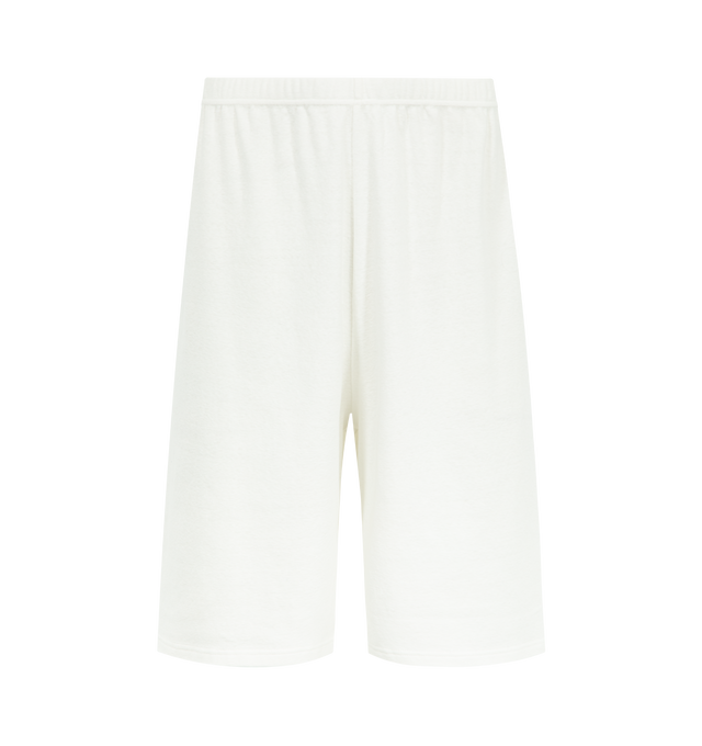 Image 1 of 3 - WHITE - THE ROW Larissa Short featuring a mid-rise pull-on short in Japanese cotton jersey with relaxed fit and elastic waist. 100% cotton. Made in Italy.