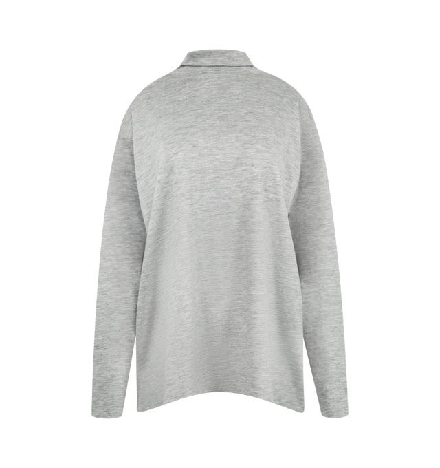 Image 1 of 2 - GREY - THE ROW Anapolis Top featuring long sleeves, crafted from a fine silk-cotton jersey, a relaxed silhouette and fluid turtleneck. 62% silk, 38% cotton. Made in Italy.
