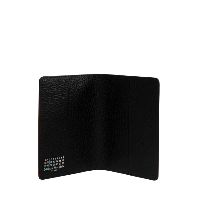 Image 3 of 3 - BLACK - Maison Margiela Calfskin Passport Holder featuring pebble-grained calfskin, white stitching at face, logo stamp at interior and two passport slots. H5.5" x W4". Calfskin. Made in Italy.