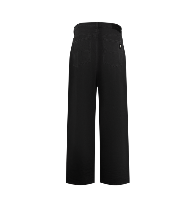Image 2 of 3 - BLACK - AMIRI Baggy Jean featuring exposed button and concealed zip-fly fastening at front, baggy fit, mid-rise, wide leg, structured waistband with belt loops, five pockets, MA logo plaque at back, branded silver-toned hardware and suede logo patch at back. 100% cotton. Made in Romania.