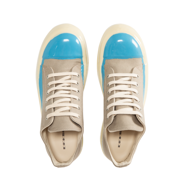 Image 5 of 5 - NEUTRAL - DRKSHDW Low Sneaks Sneakers featuring calfskin cap toe, lace-up closure, metal eyelets at inner side and treaded rubber sole. Made in Italy.