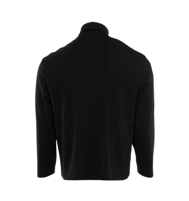 Image 2 of 3 - BLACK - LANVIN LAB X FUTURE Jersey Turtleneck Top featuring long sleeves, high neck and logo embroidered on neck. 100% cotton.  