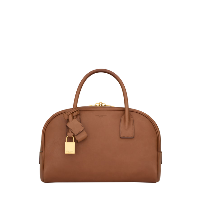 Image 1 of 3 - BROWN - SAINT LAURENT Sac de Jour Boston Bag featuring top handles, an adjustable and detachable strap, cotton and linen lining, bronze-tone hardware, zip closure and two zip pockets. Calfskin leather. Made in Italy.