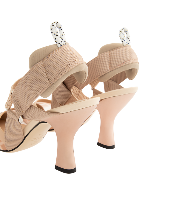 Image 3 of 4 - NEUTRAL - FENDI Colibr Slingbacks featuring elastic ribbons that wrap around the foot, sole embellished with rubber inserts, tech mesh with FF motif, edges in rubberized leather, padded cushion and hiking shoe tab and plated metal heel. 100% polyamide. Made in Italy.