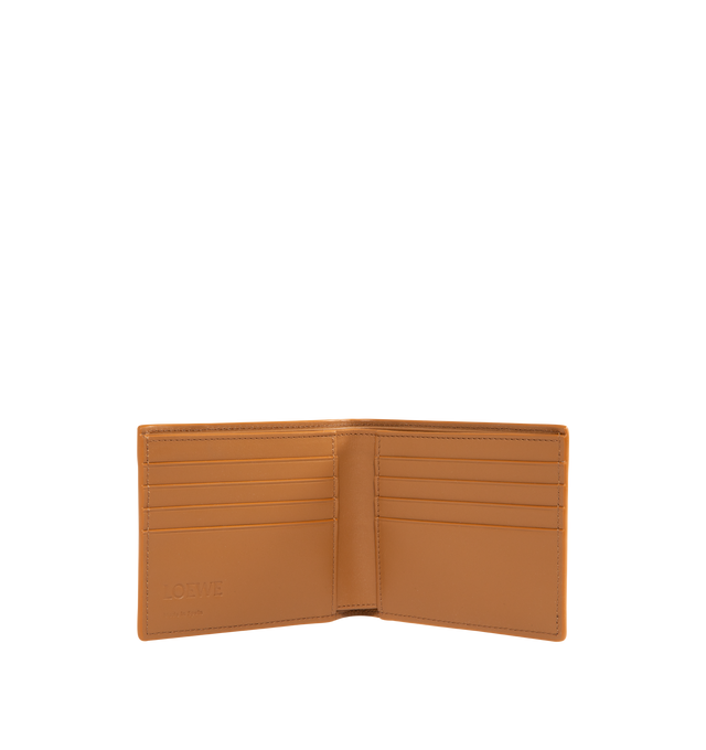 Image 2 of 3 - BROWN - LOEWE Puzzle Bifold Wallet in supple grained calfskin featuring distinctive geometric pattern, eight card slots, two large note pockets, two flat pockets, calfskin lining and embossed Anagram. Supple Grained Calf. 9.9 cm x 11 cm x 1.8 cm. Made in Spain.